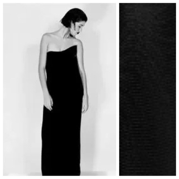 NWT. Zara Limited Edition Black Viscose Blend Long Maxi Strapless Dress. Size M - Picture 3 of 12